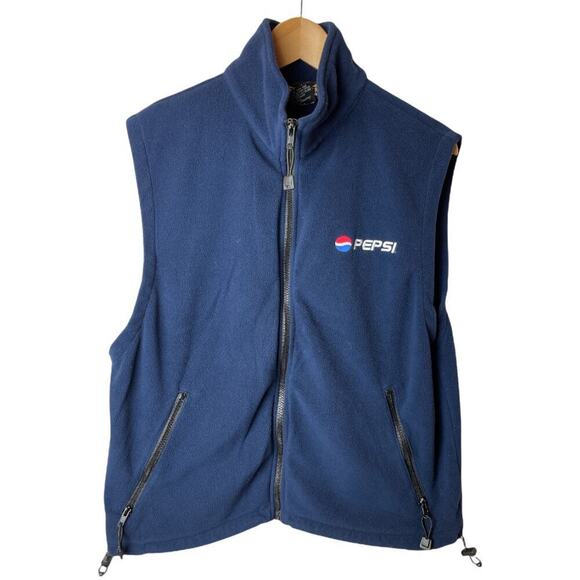 Vintage Auburn Sportswear Navy Fleece Pepsi Vest Jacket Men's Size L - Picture 1 of 5